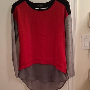 Nicole Women's Red and Black Long Sleeve Top